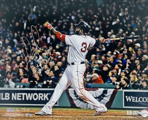 DAVID ORTIZ Autographed "3x WS Champs, HOF 22" 16" x 20" Photo FANATICS LE 34/34