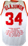 Hakeem Olajuwon Autographed White Stat Pro Jersey- JSA W *Black