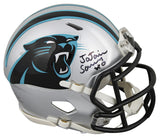 Panthers Ja'Tavion Sanders Signed Speed Mini Helmet W/ Case BAS Witnessed