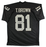 Tim Brown Authentic Signed Black Pro Style Jersey Autographed BAS Witnessed