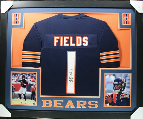 JUSTIN FIELDS (Bears navy SKYLINE) Signed Autographed Framed Jersey JSA