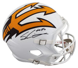 Arizona State Sam Leavitt Signed White Alt F/S Speed Rep Helmet W/ Case BAS Wit