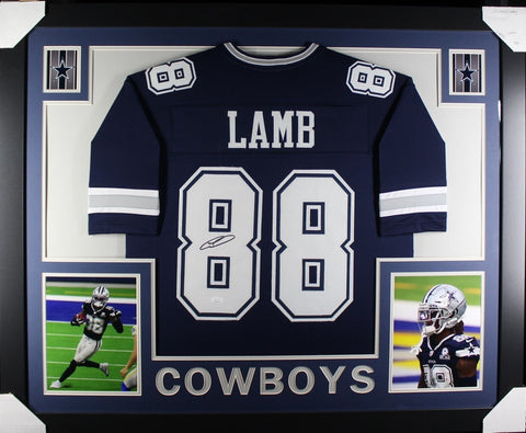 CEEDEE LAMB (Cowboys navy SKYLINE) Signed Autographed Framed Jersey JSA