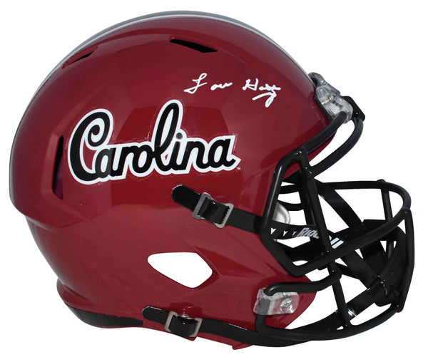 LOU HOLTZ SIGNED SOUTH CAROLINA GAMECOCKS GARNET FULL SIZE SPEED HELMET BECKETT