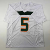 Autographed/Signed Andre Johnson Miami White College Football Jersey JSA COA