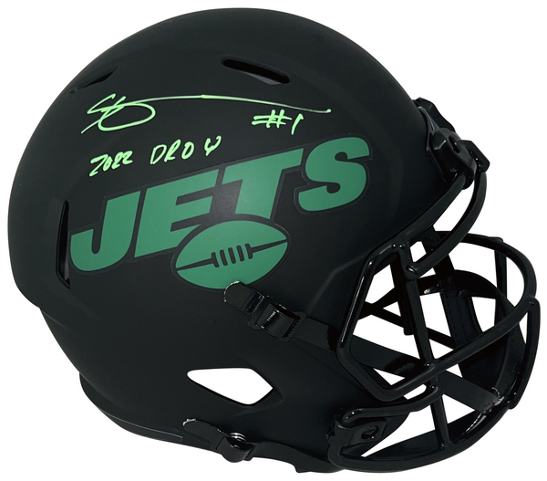 AHMAD SAUCE GARDNER SIGNED NEW YORK JETS FULL SIZE ECLIPSE HELMET W/ 2022 DROY