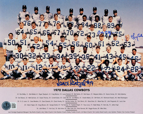 Bob Lilly, Cole & Rentzel Signed Cowboys 1970 Roster 8x10 Photo BAS 45500