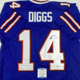 Autographed/Signed STEFON DIGGS Buffalo Blue Football Jersey Beckett BAS COA