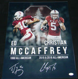 ED & CHRISTIAN McCAFFREY AUTOGRAPHED SIGNED STANFORD CARDINAL 16x20 PHOTO JSA