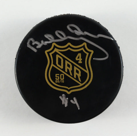 Bobby Orr Signed Official NHL Boston Bruins 50th Anniversary Logo Puck (Orr COA)