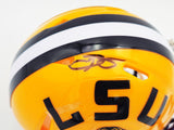 ODELL BECKHAM JR. AUTOGRAPHED LSU YELLOW MINI HELMET BECKETT WITNESS 235087