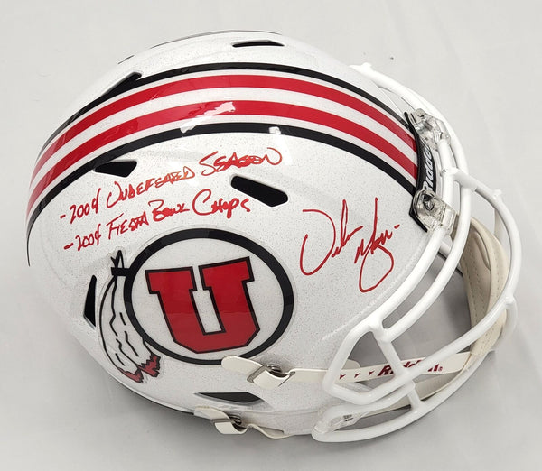 Urban Meyer Signed Utah Utes White Replica Helmet W/ 2004 Inscriptions Beckett