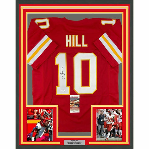 FRAMED Autographed/Signed TYREEK HILL 33x42 Kansas City Red Jersey JSA COA Auto