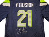 SEAHAWKS DEVON WITHERSPOON AUTOGRAPHED BLUE NIKE JERSEY SIZE XL MCS HOLO 229508