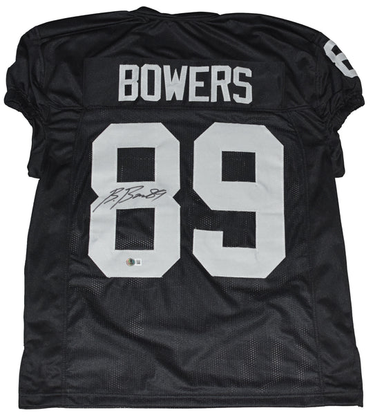 BROCK BOWERS AUTOGRAPHED LAS VEGAS RAIDERS #89 BLACK GAME CUT JERSEY BECKETT