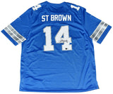 AMON-RA ST BROWN AUTOGRAPHED DETROIT LIONS #14 NIKE 2024 BLUE JERSEY BECKETT