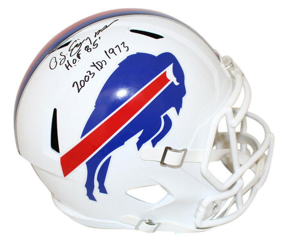 O.J. Simpson Signed Buffalo Bills Color Rush Replica Helmet HOF & Yds JSA 25153