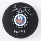 Denis Potvin Signed N.Y. Islanders Logo Hockey Puck Inscribed HOF 97 (Schwartz)