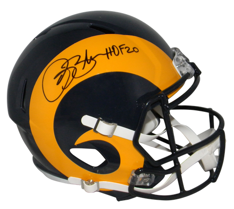 ISAAC BRUCE AUTOGRAPHED ST LOUIS RAMS FULL SIZE SPEED HELMET W/ HOF 20