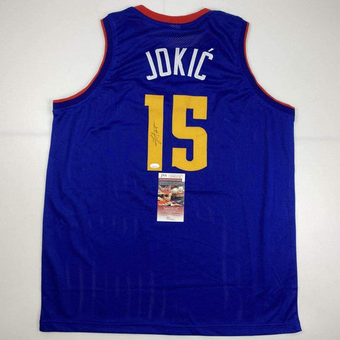 Autographed/Signed Nikola Jokic Denver Royal Blue Basketball Jersey JSA COA