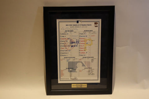 Aaron Judge signed New Yankees Line Card "HR #30" inscribed (Fanatics COA)