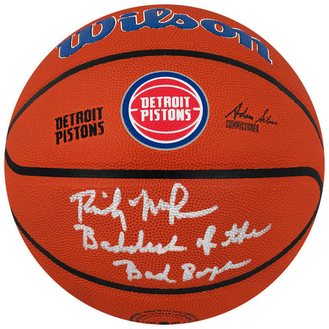 Rick Mahorn Signed Pistons Logo Wilson Basketball w/Baddest..Bad Boys -(SS COA)