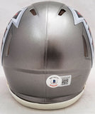 DRAKE LONDON AUTOGRAPHED FALCONS FLASH GRAY SPEED MINI HELMET BECKETT QR 206127