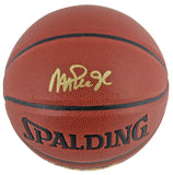 Lakers Magic Johnson Authentic Signed in Gold Spalding Brown Basketball BAS