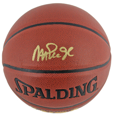 Lakers Magic Johnson Authentic Signed in Gold Spalding Brown Basketball BAS