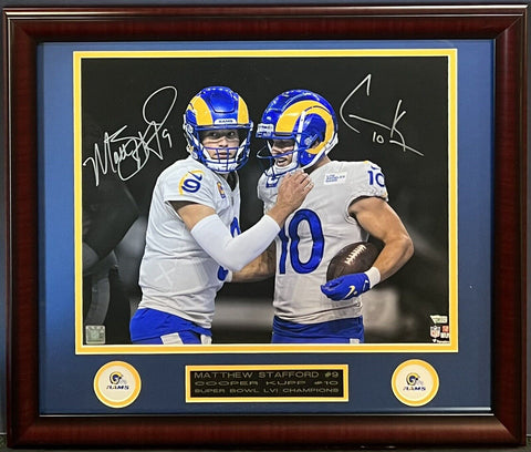 Matt Stafford Cooper Kupp LA Rams Signed 16x20 Photo Framed SB Auto Fanatics