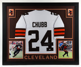 Nick Chubb Signed Brown 35 x 43 Framed Jersey (Beckett COA) Cleveland 2018 #2 Pk