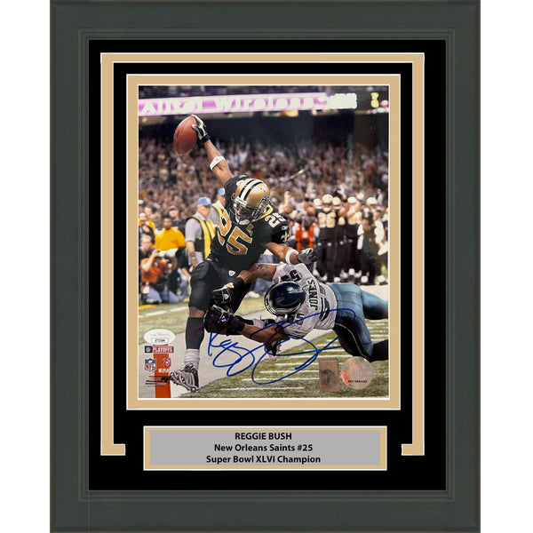 Framed Autographed/Signed Reggie Bush New Orleans Saints 8x10 Photo JSA COA