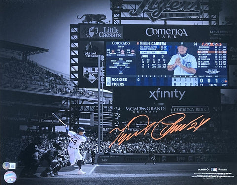 Miguel Cabrera Signed 16x20 Detroit Tigers Scoreboard Photo BAS