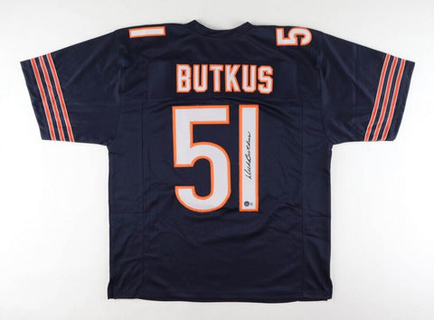 Dick Butkus Signed Chicago Bear Jersey (Beckett) 8xPro Bowl 1965-1972 Linebacker