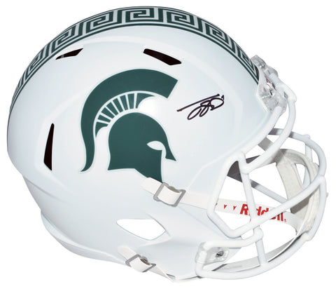 JAYDEN REED SIGNED MICHIGAN STATE SPARTANS WHITE FULL SIZE SPEED HELMET BECKETT