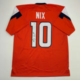 Autographed/Signed Bo Nix Denver Orange Football Jersey Beckett BAS COA