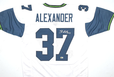 Shaun Alexander Autographed White Pro Style Jersey - Beckett W Hologram *Silver