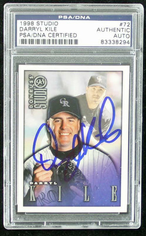 Rockies Darryl Kile Authentic Signed Card 1998 Studio #72 PSA/DNA Slabbed