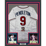 Framed Autographed/Signed Terry Pendleton 33x42 Atlanta White Jersey JSA COA