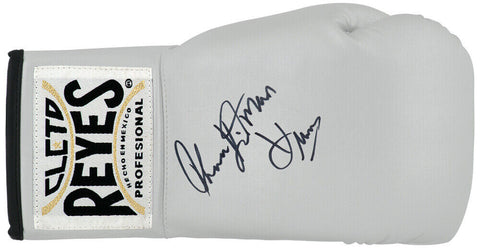 Thomas Hearns Signed Cleto Reyes Silver Boxing Glove w/Hitman - (SCHWARTZ COA)