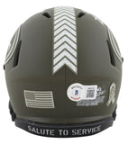 49ers George Kittle Signed Salute To Service Speed Mini Helmet w/ White Sig BAS