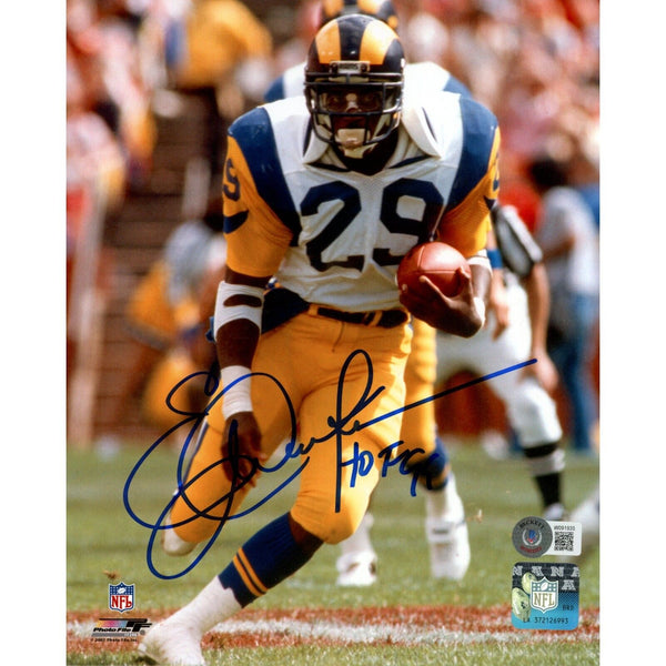 Eric Dickerson Autographed/Signed Los Angeles Rams 8x10 Photo HOF Beckett 47689