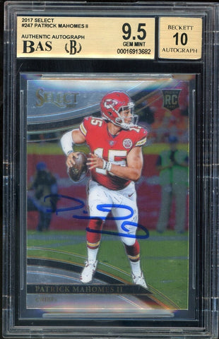 2017 Panini Select #247 Patrick Mahomes RC On Card BGS 9.5/10 Auto GEM MINT