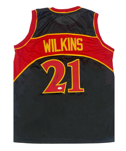 Dominique Wilkins Autographed Red/Black #21 Custom Jersey JSA Witnessed