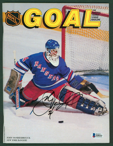 Rangers John Vanbiesbrouck Authentic Signed Goal Magazine BAS #Z99333