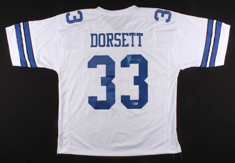 Tony Dorsett Signed Dallas Cowboy White Jersey (Beckett) 4xPro Bowl Running Back