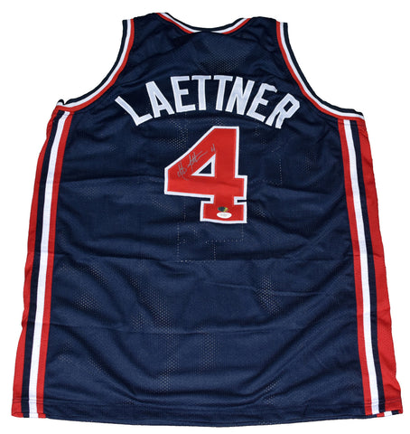 CHRISTIAN LAETTNER AUTOGRAPHED DREAM TEAM USA #4 BASKETBALL JERSEY JSA