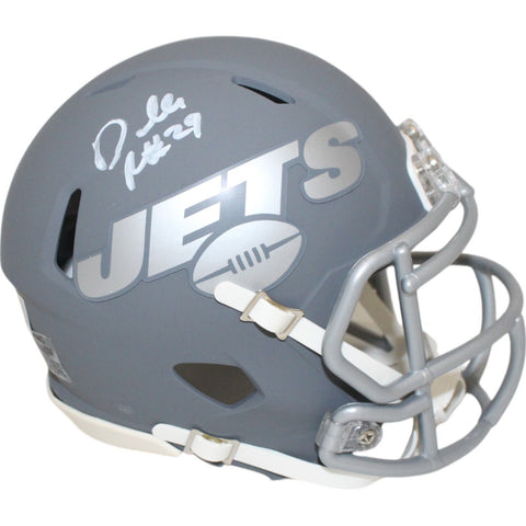 Darrelle Revis Autographed New York Jets Slate Mini Helmet Beckett 48126