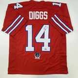 Autographed/Signed STEFON DIGGS Buffalo Red Football Jersey Beckett BAS COA