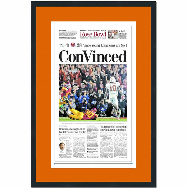 Framed Fort Worth Star Telegram Texas 2005 NCAA Champions Newspaper 17x27 Photo